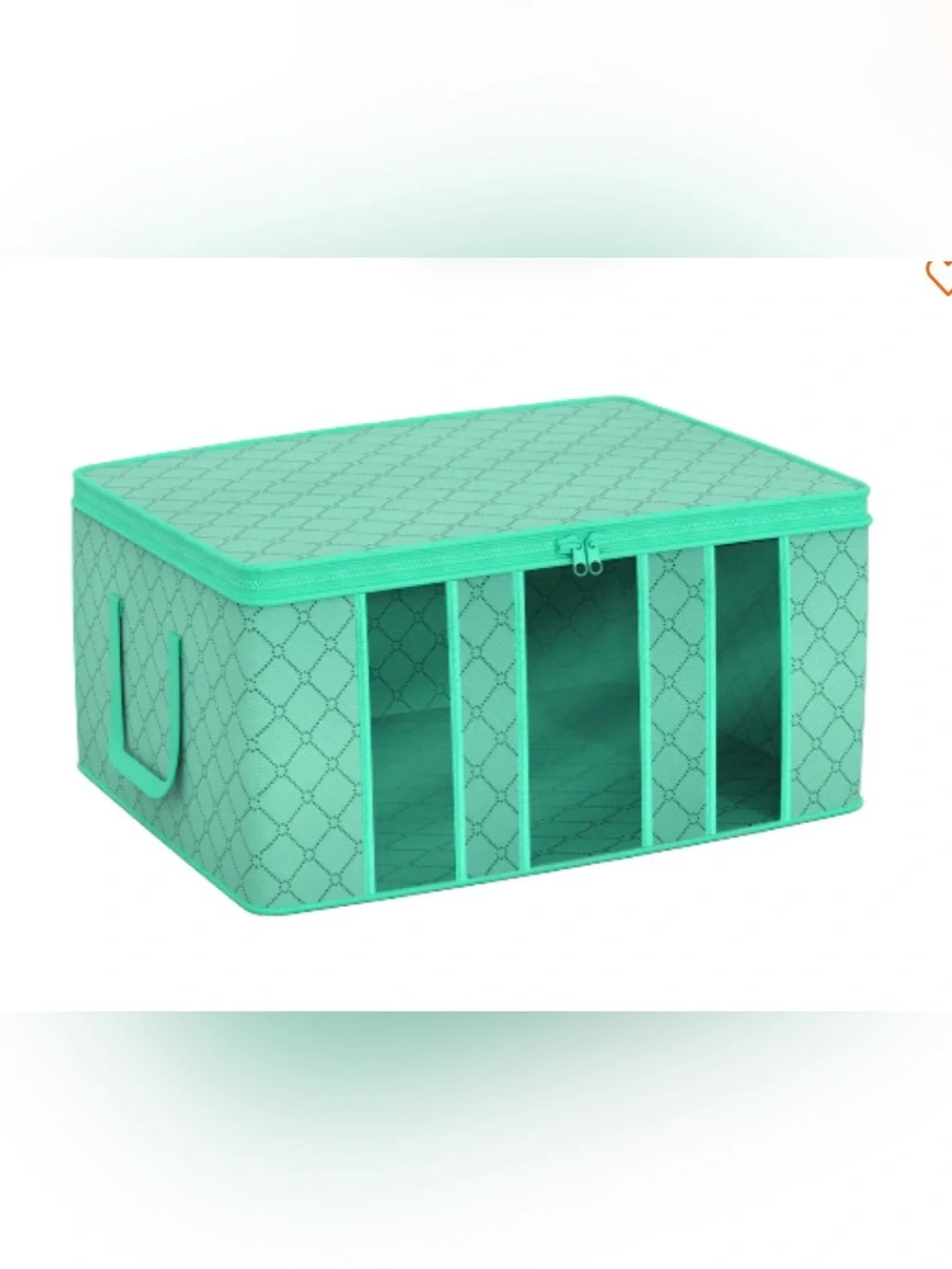 NWOT Teal Quilted Fabric Storage Box with Clear Window - Home Organizer